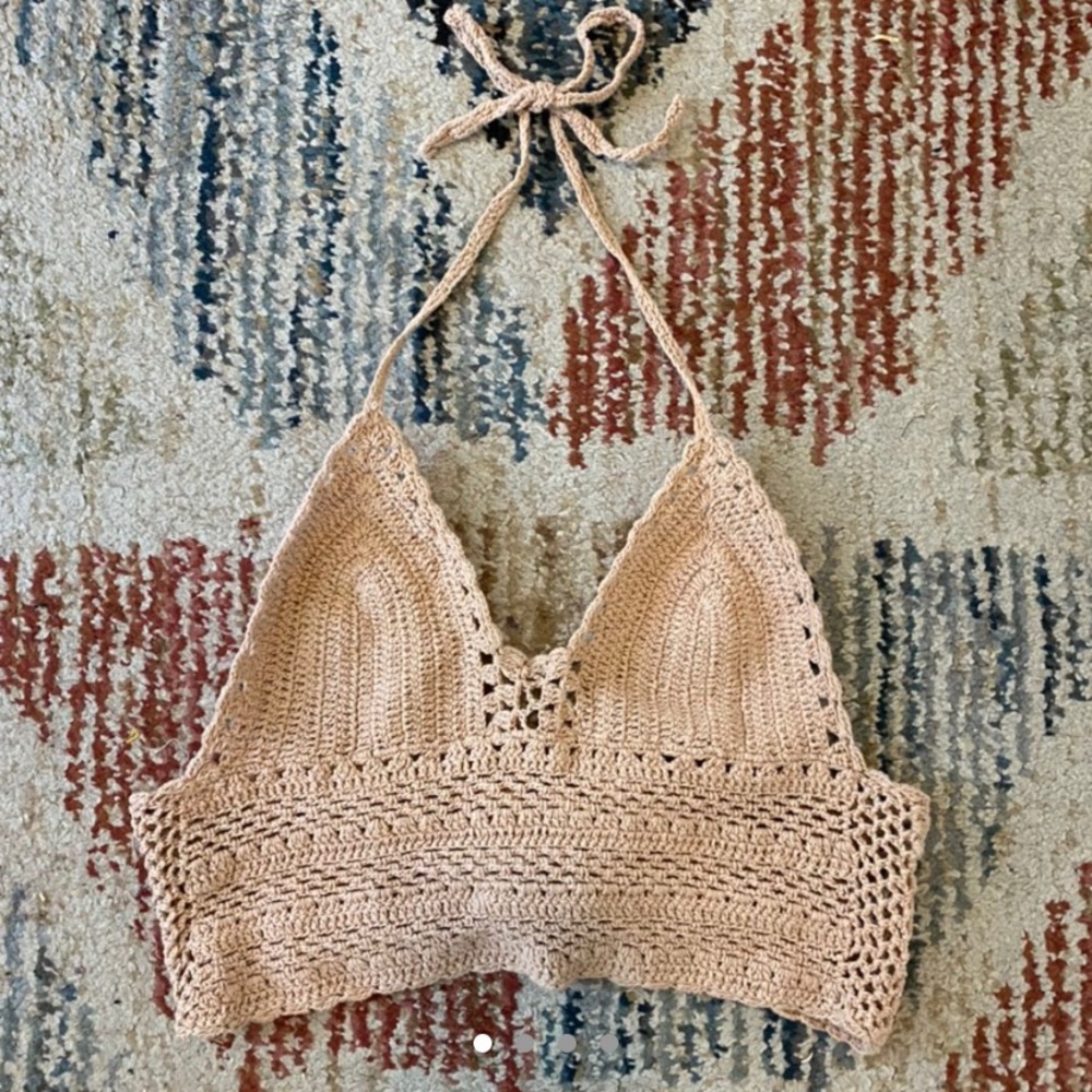 Tan, crochet halter top <3